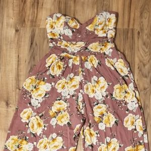 Floral long pant romper. Size M.